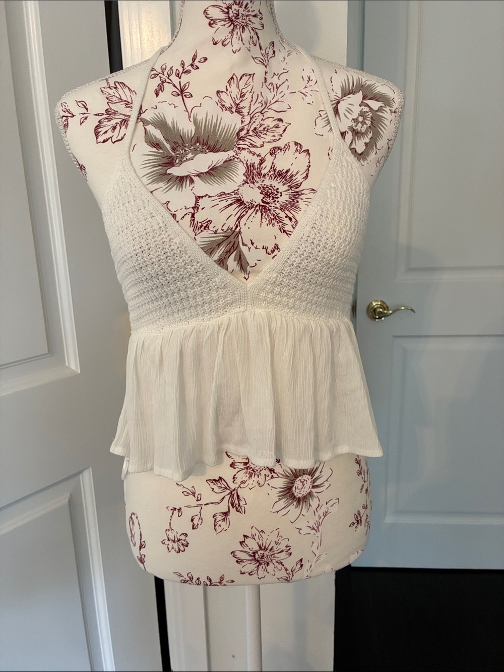 Garage Cream Knit Peplum Cami